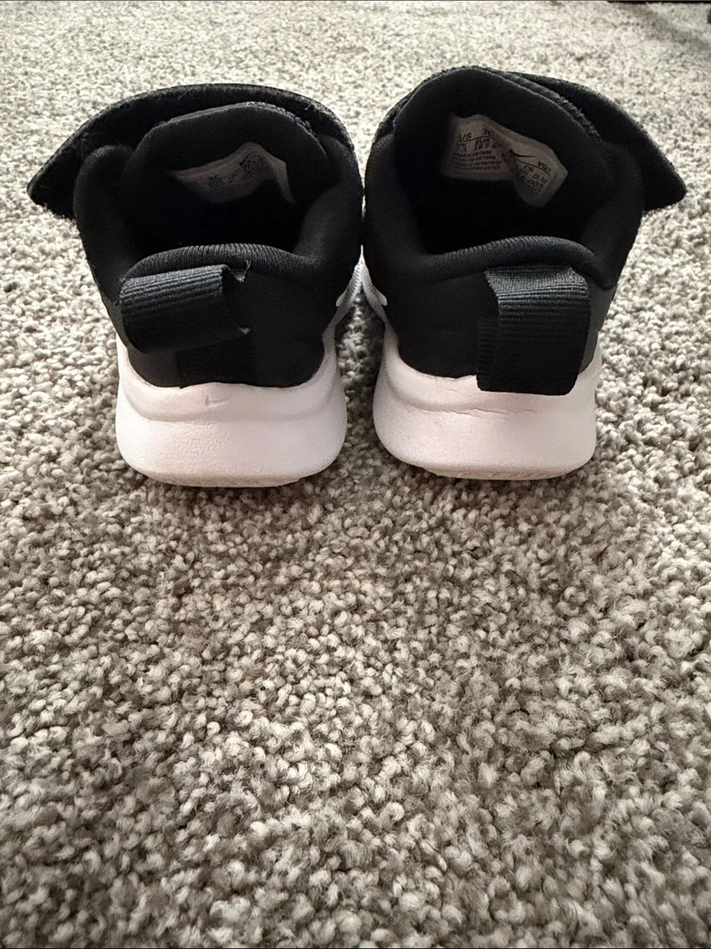 Nike Kids Black and White Velcro Athletic Sneakers